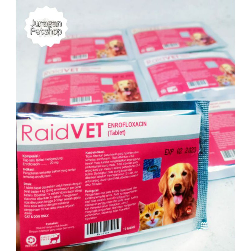 RAID VET Tablet Sachet | Obat Diare | Antbiotik | Vitamin | Raid All | Raid Vet 3 JENIS