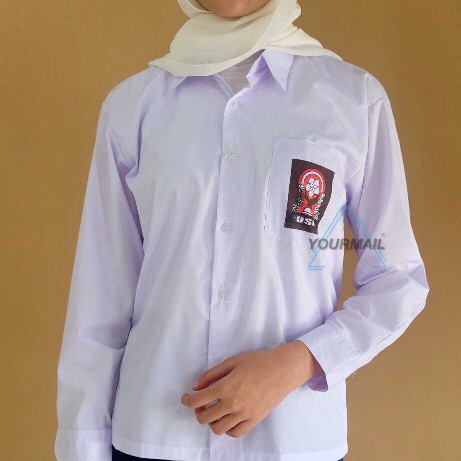 Seragam Baju SMA Lengan Panjang Logo Sablon