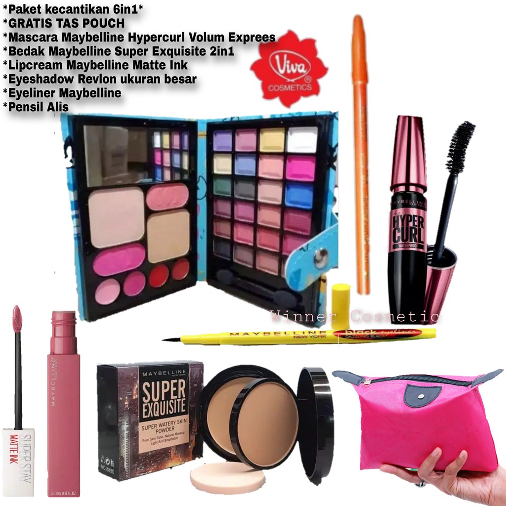 MAYBELLINE / Paket Makeup Kumplit Maybelline / Kecantikan Maybellin 6in1 Komplit