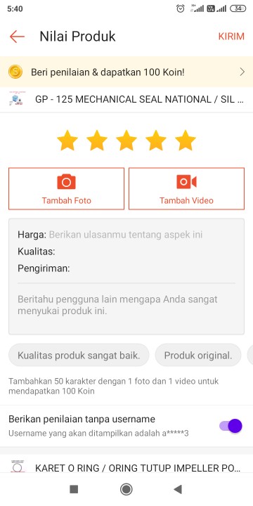 Karet O Ring / Oring Tutup Impeller Pompa Air National /panasonic M8