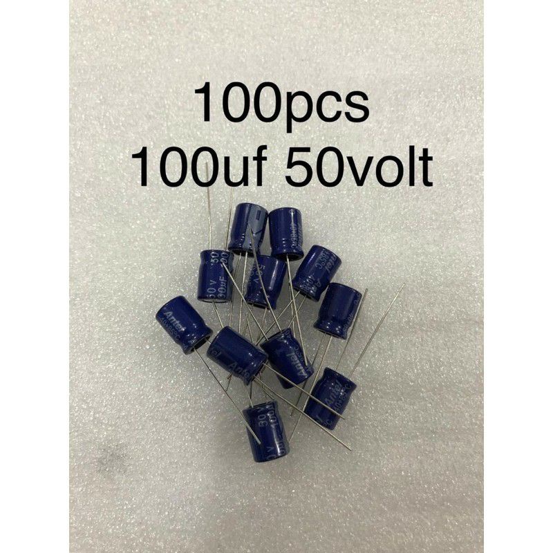 100Pcs Capacitor Elco 100uf 50v Kapasitor Elko 100uf 50v