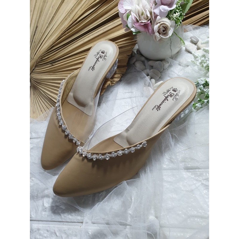 sepatu amoura Nude cantik tinggi 3.5cm kaca