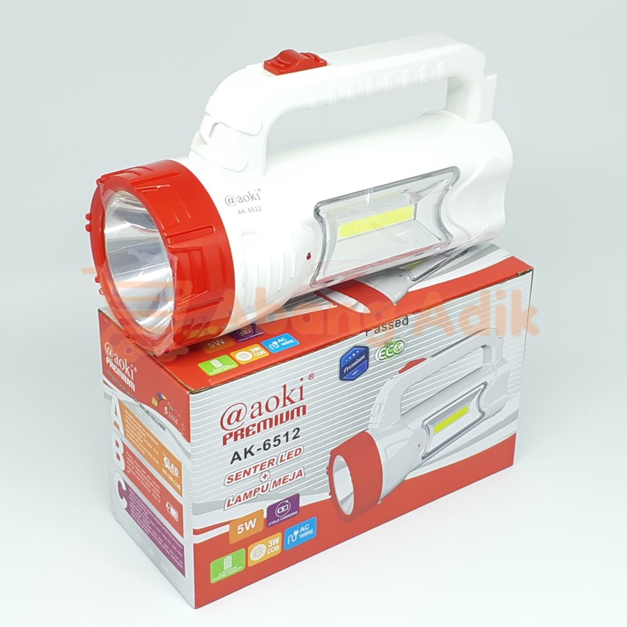 COD SENTER Aoki AK-6512 Senter tangan Sorot LED Lampu Emergency Darurat Cas