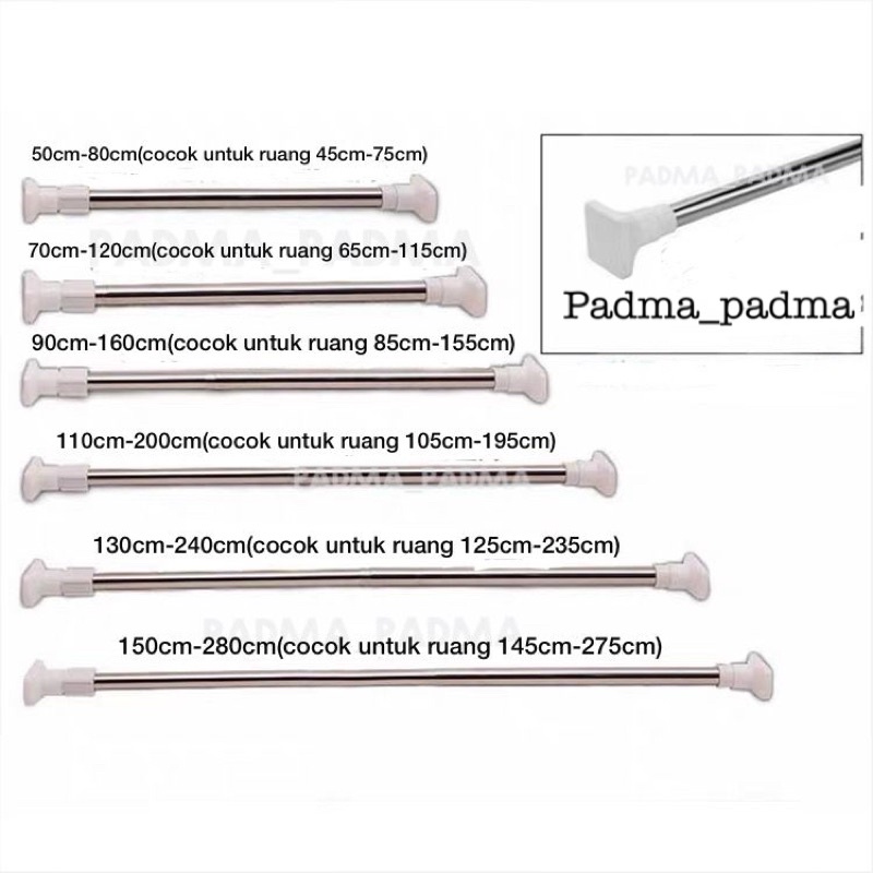 TIANG pipa FLEKSIBEL tanpa paku /TIANG KAMAR MANDI/TIANG PIPA TONGKAT KOLONG DAPUR/TIANG SERBAGUNA/T