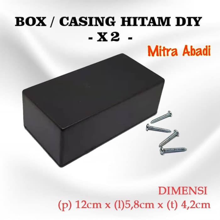 

Box Kotak Casing Plastik X2 for Komponen DIY Ukuran 12 x 5,8 x 4,2 cm - Hitam