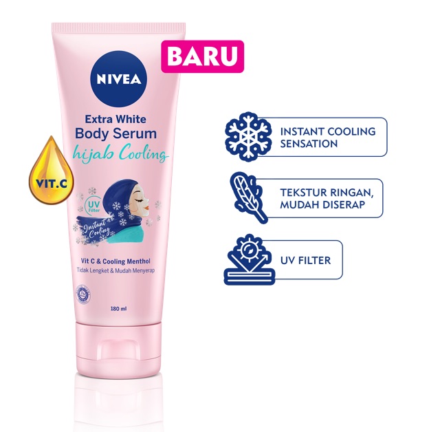 Nivea Extra White Body Serum Hijab Cooling 180ml