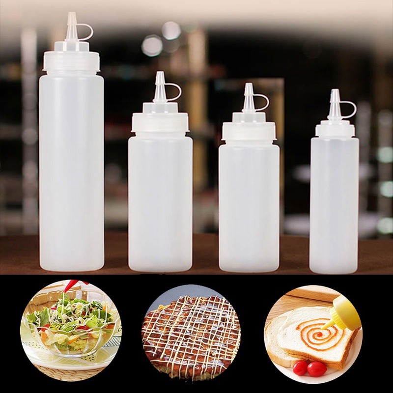 [COD / YANKUN] 8-24oz transparan plastik squeezed botol bumbu dispenser saus ketchup