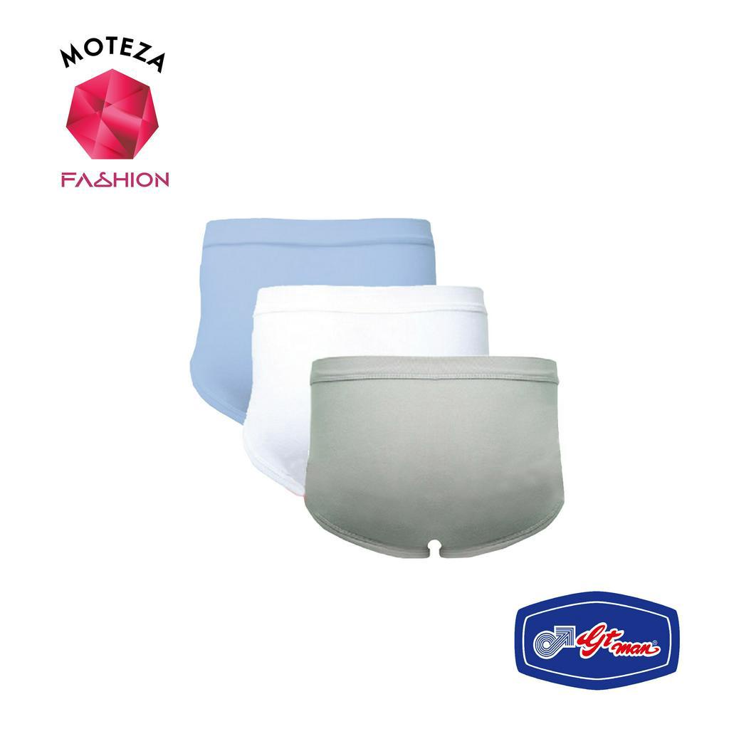 GT Man 704 GTMan 704B 704BW - Celana Dalam Underwear Brief Pria Katun - Putih Biru Abu Cokelat - Isi 1