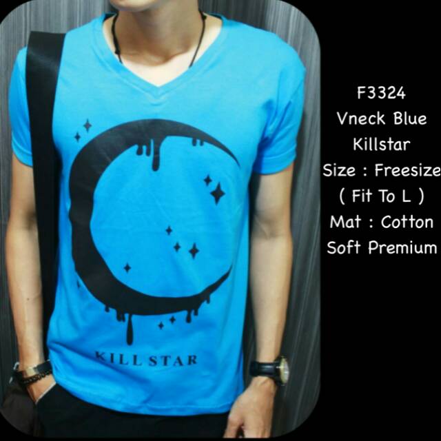 Kaos cowok vneck killstar (sedia 2 warna)