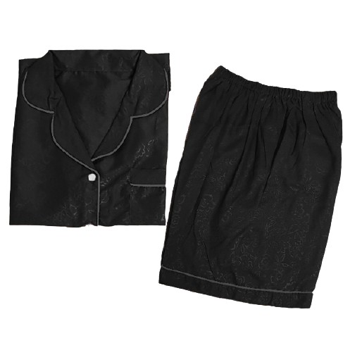 FortKlass PP Piyama Satin Embos Jumbo Baju Tidur Wanita Big Size Lengan Pendek Celana Pendek-3
