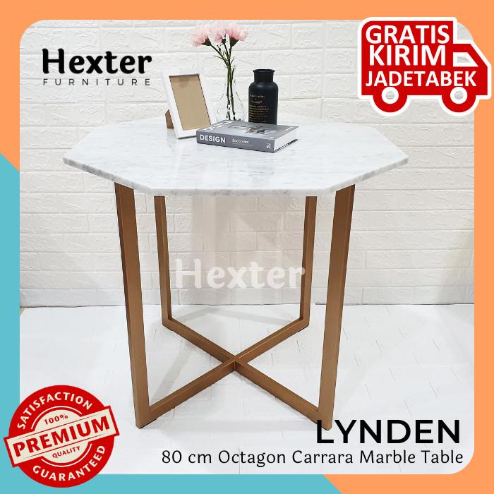 Lynden - Meja Tamu Meja Marmer Octagon Segi Delapan Marmer Carrara