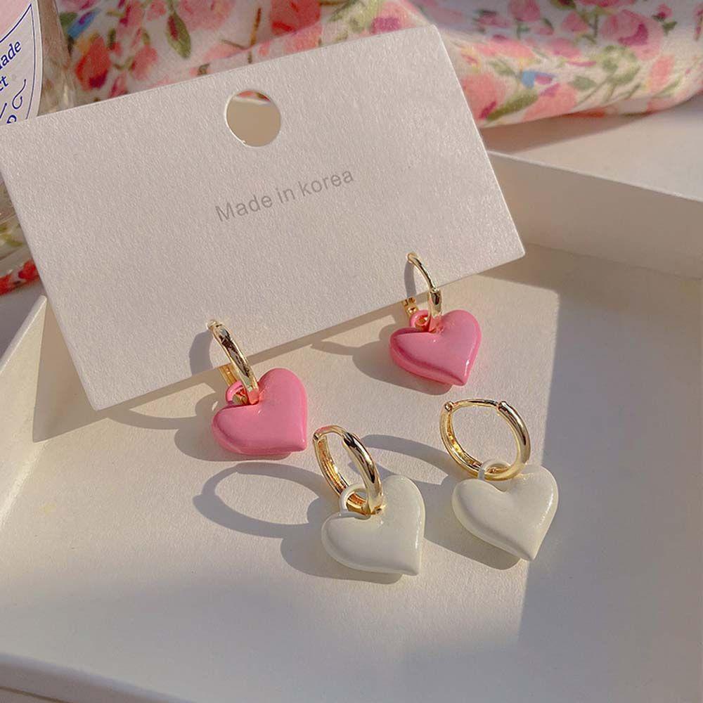 Needway Anting Hoop Perempuan Peri Jepang Perancis Lucu Bentuk Hati Anting Menjuntai Manis