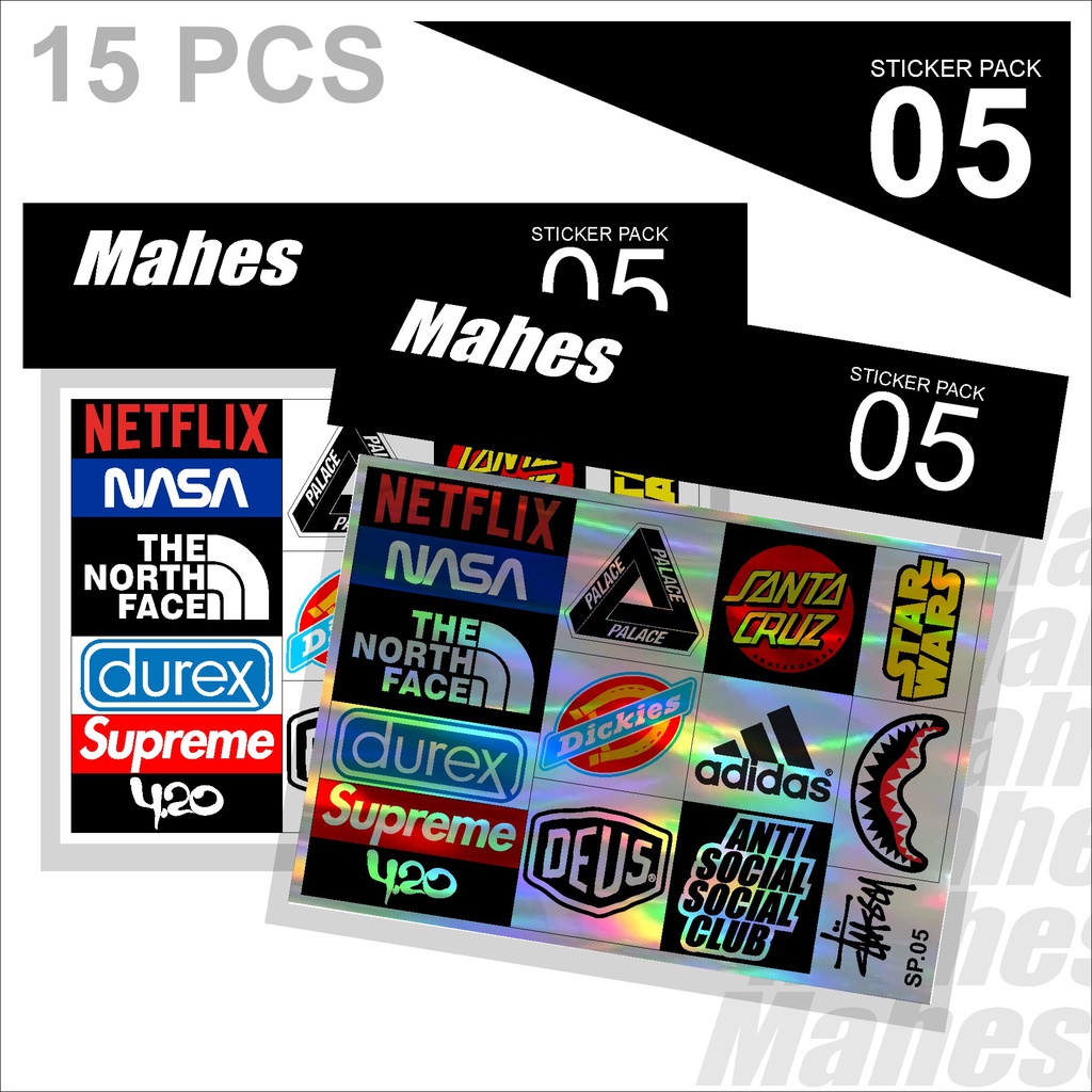 

Sticker Pack 05 aesthetic logo brand nasa netflix laptop case tumbler Hologram Anti pudar luntur
