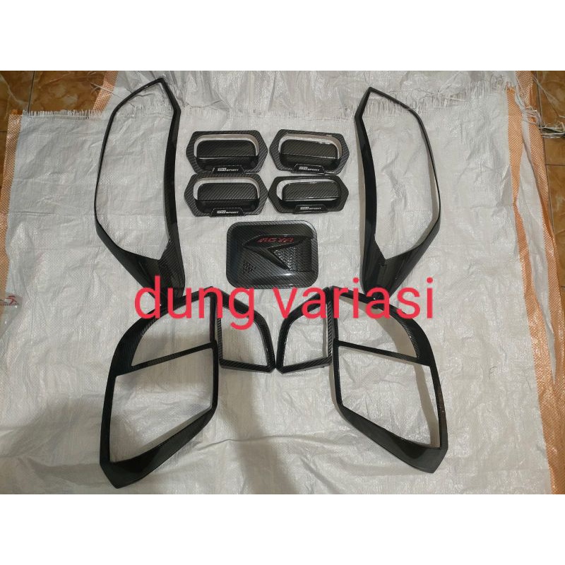 Paket lengkap garnish outer handle tank agya ayla 2020 2021 gr sport carbon