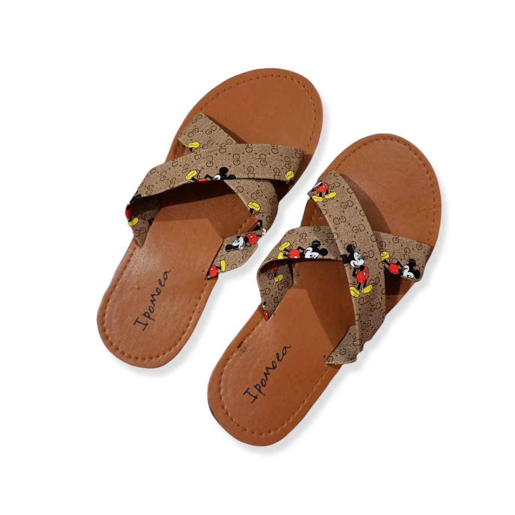 Sandal Wanita Silang Mickey | Sendal Silang Motif Miki