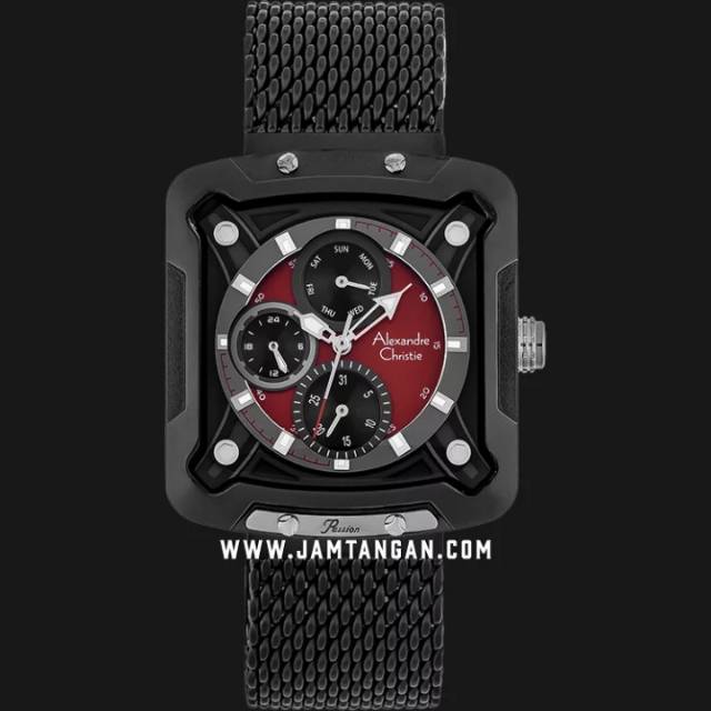 Alexandre Christie AC 3030 BF BEPBARE Ladies Red Dial Black Mesh Strap
