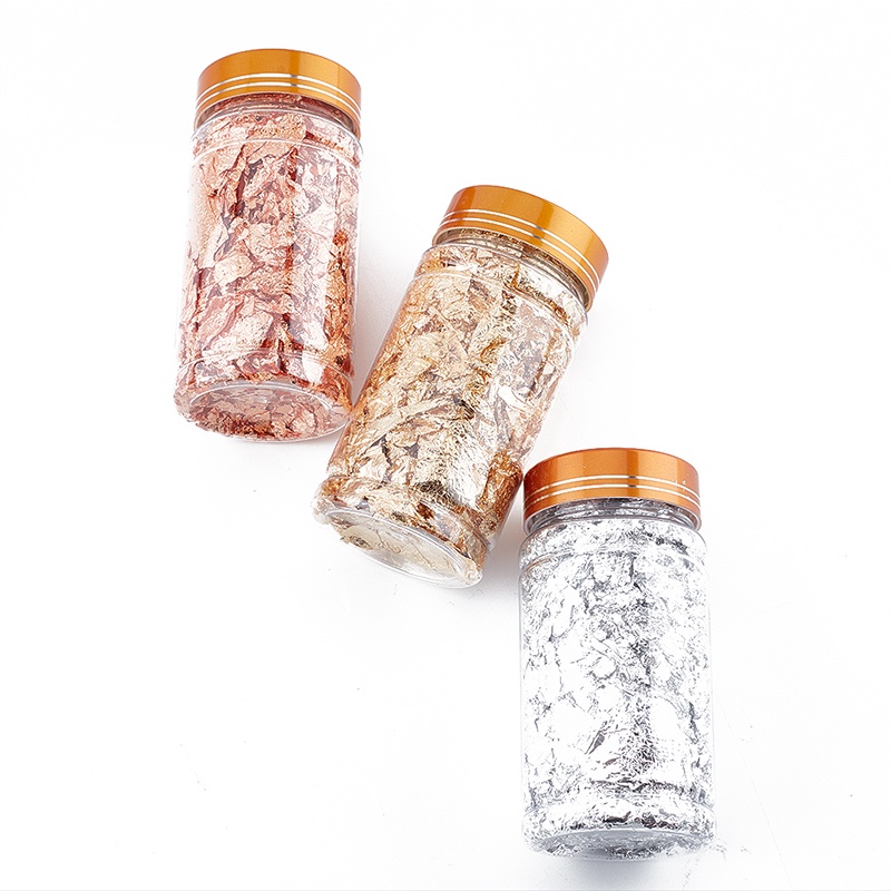 # Kaos T-Shirt Wanita Lengan Pendek Motif Print #1 Botol 2g Foil Tembaga Warna Emas / Silver Untuk Manicure