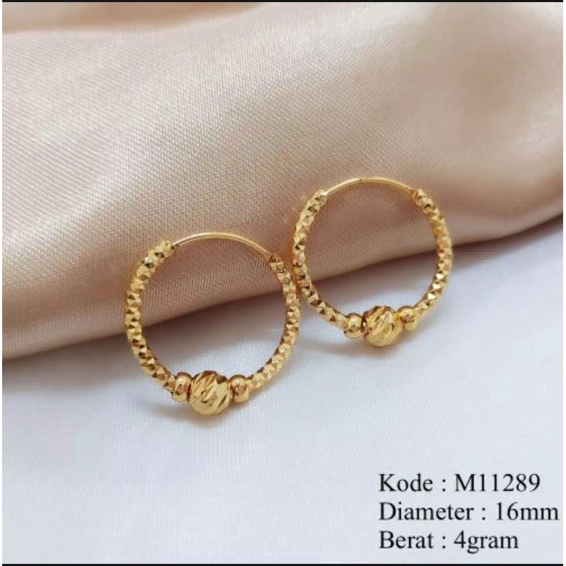 Anting bulat bola gold