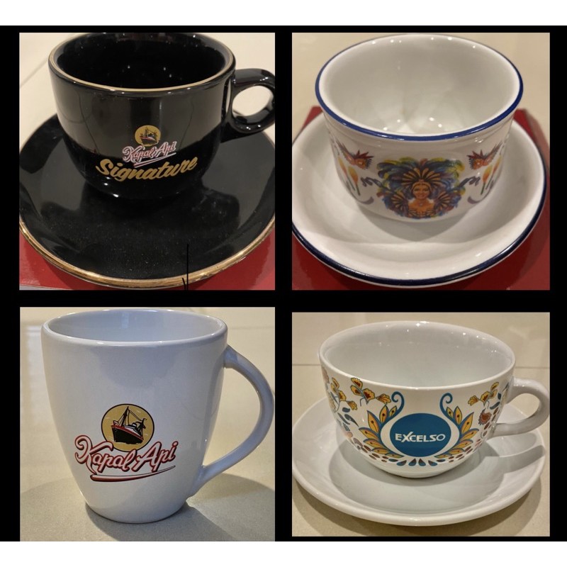 Cangkir Kapal Api Signature / Excelso / Motif Brazil , cup saucer cantik original kapal api