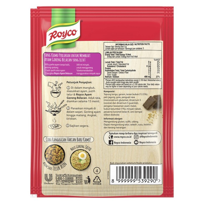 

vs2011bd Royco Bumbu Siap Pakai Ayam Goreng Belacan 25G Fsfs201