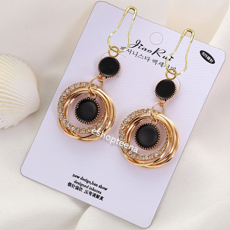 A143 Anting hijab susun bulat diamond gold