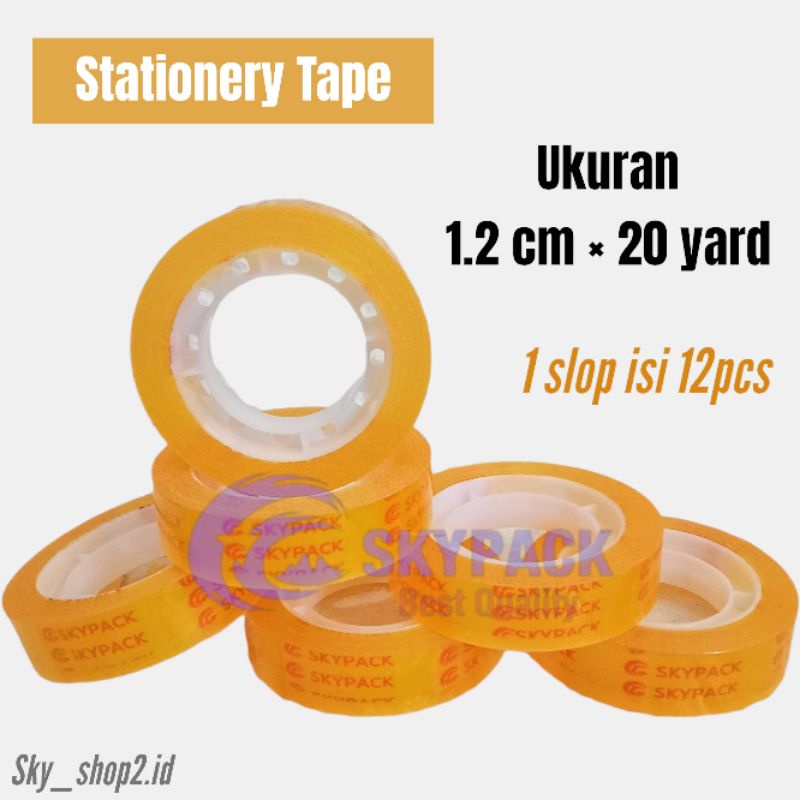 

「Skylo」Stationery Tape 1.2cm x 20Yard/Lakban/ Isolasi/ Harga Untuk 1 Slop