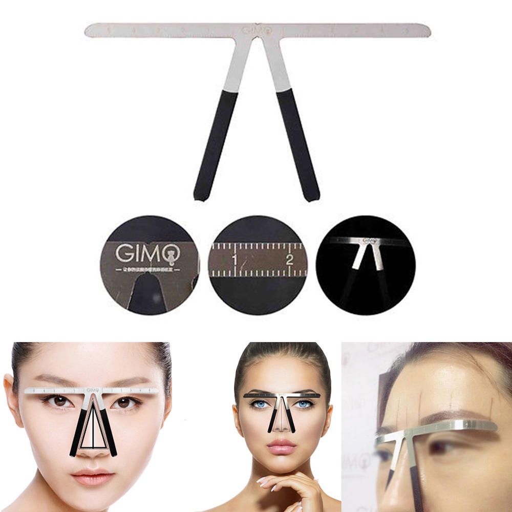 Biutte.co Mistar Pengaris Alis agar kanan dan kiri selalu seimbang, pemandu Pensil alis 3 Point Eyebrow Stencil Microblading Measure Makeup Tattoo Ruler Tools Easy To Use Beauty Accessories Microblading Eyebrow Tattoo Stencil Ruler Shaper Template