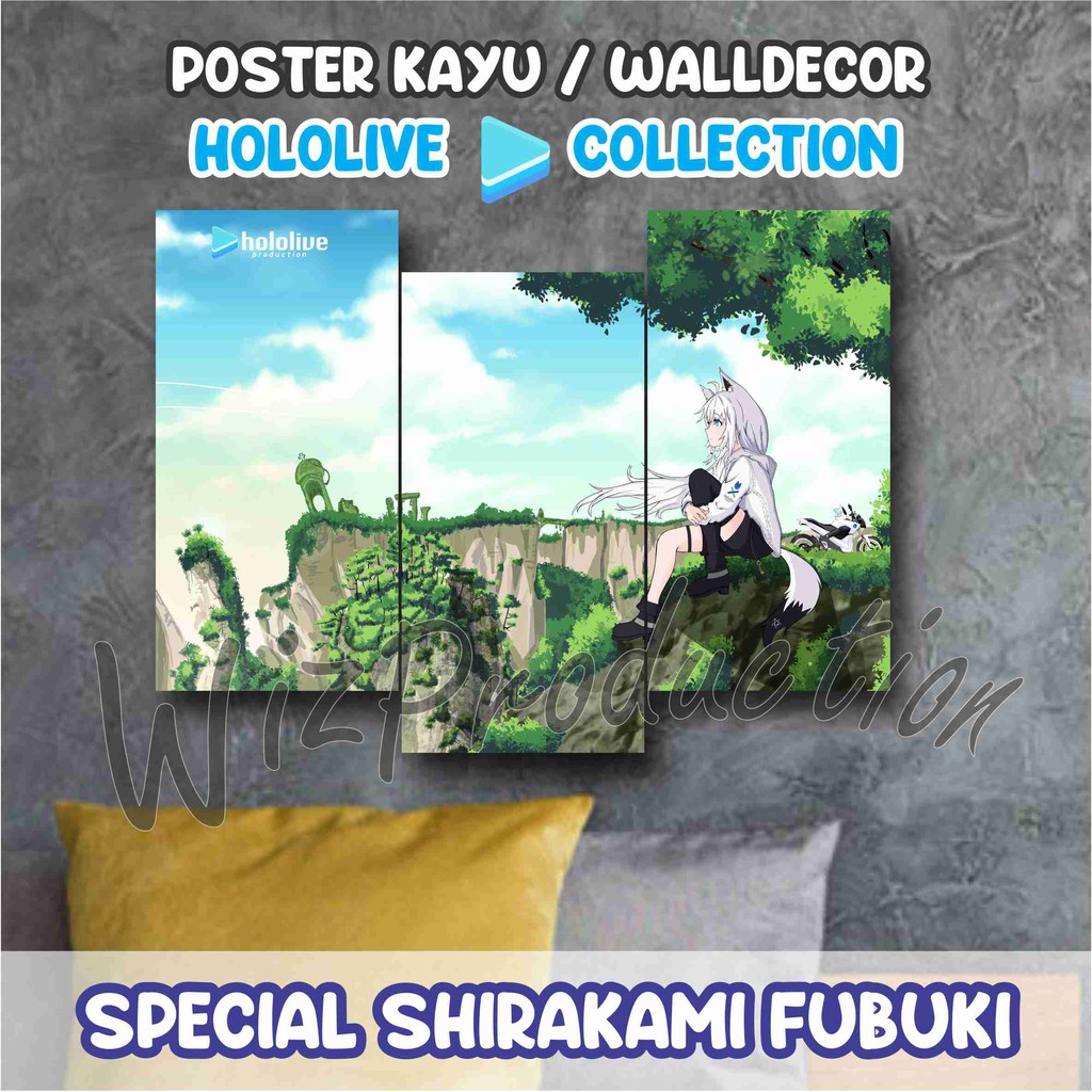 Poster Shirakami Fubuki - Poster set 3 pcs Special Vtuber Hololive Shirakami Fubuki - Poster Fubuki