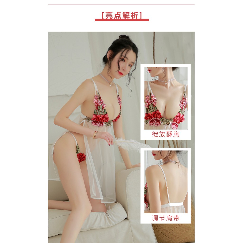 LI-94 red roses mawar lingerie baju tidur wanita seksi cosplay