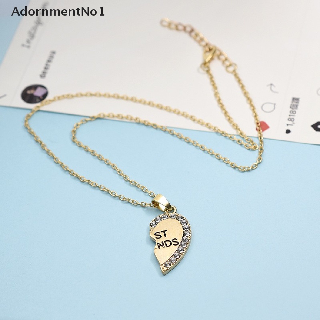 (AdornmentNo1) Kalung Rantai Dengan Liontin Hati Motif Tulisan Best Friend Untuk Wanita