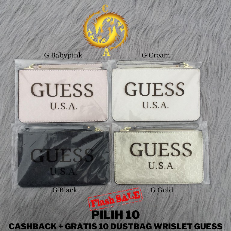 BELI 5 GRATIS 1 WRISTLET CLUTCH GUESS G LOGO AUTHENTIC QUALITY