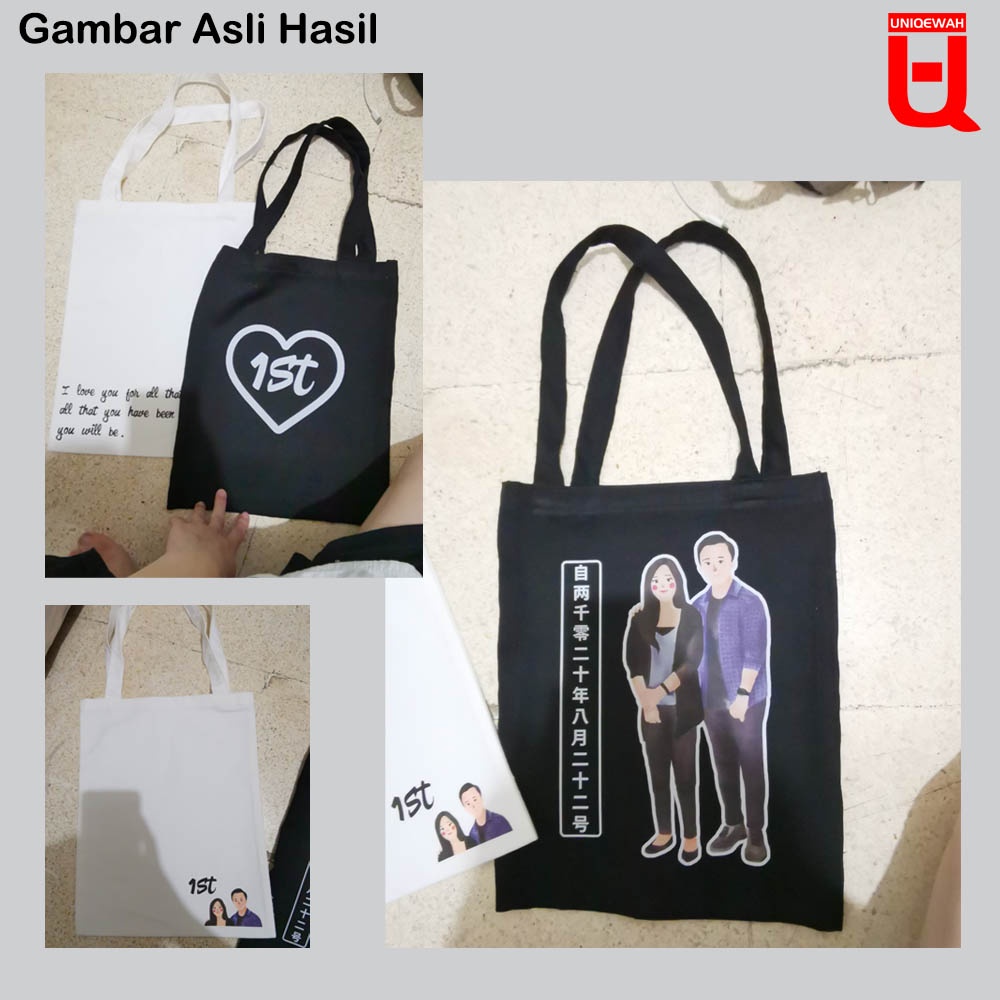 Sablon Totebag / Custom Totebag Kanvas Premium Sehari Jadi (Full Color)