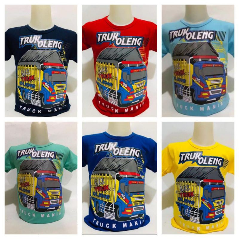 KAOS ANAK LAKI-LAKI MOBIL TRUCK OLENG USIA 1-10 TAHUN SABLON