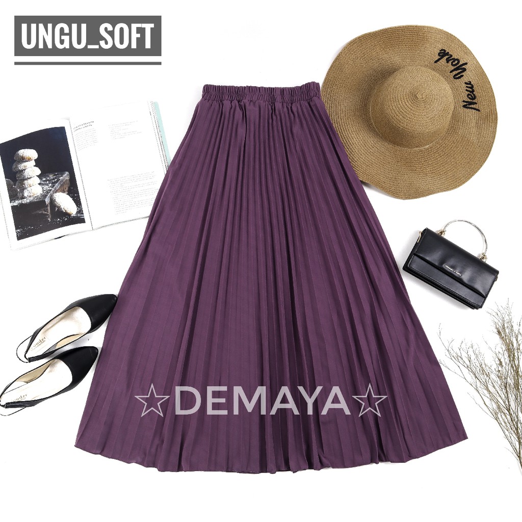 Rok Plisket Panjang EKONOMIS Demaya 881.B Rok Rempel Mayung Flowy Pleated Skirt Flare Skirt