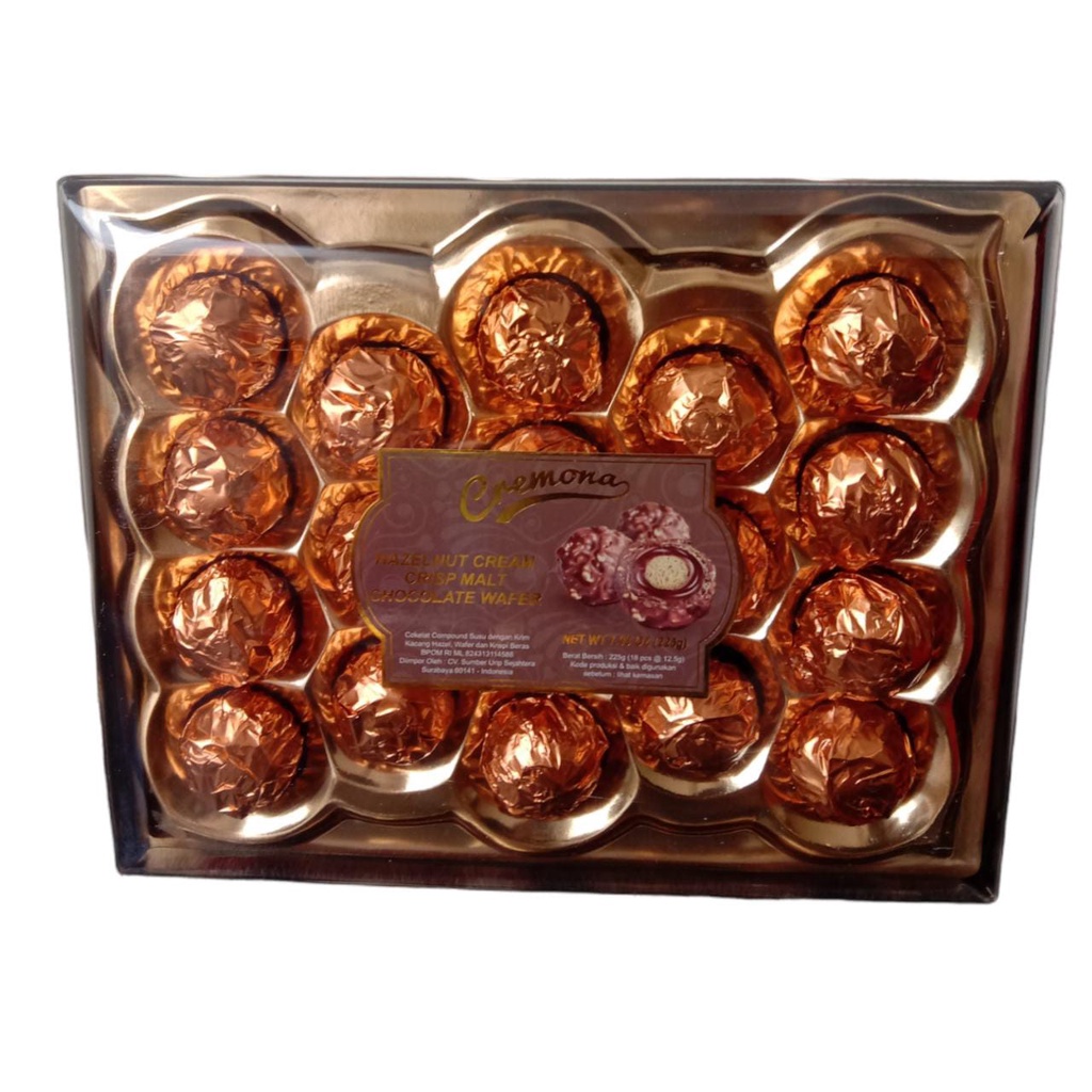 

CREMONA HAZELNUT CREAM CRISP MALT CHOCOLATE WAFER T18