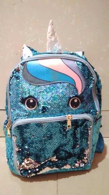 Tas ransel sequin anak SD / tas sequin unicorn /tas ransel sequin besar