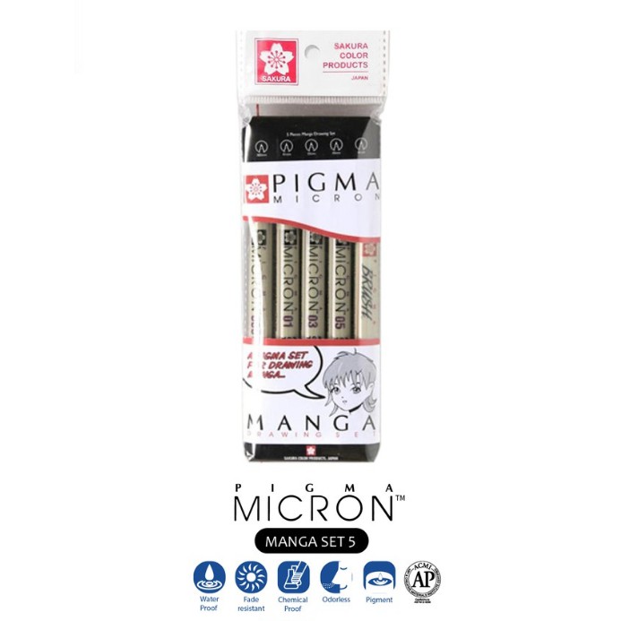 Sakura Pigma Micron Drawing Pen Manga Set of 5