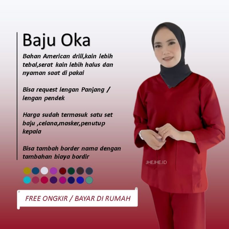Baju Oka American Drill | Baju Oka Lengan Panjang | Baju Oka Lengan Pendek | Perlengkapan Medis