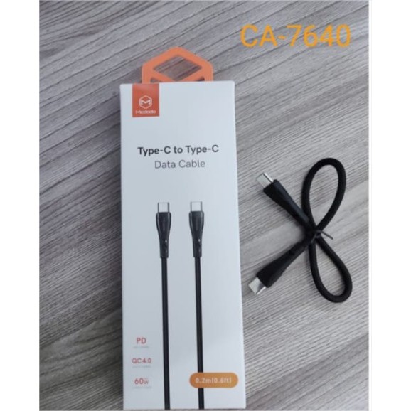 MCDODO CA-7640 KABEL DATA PENDEK USB C TO TYPE C POWERBANK CABLE 20CM QC4.0 60W