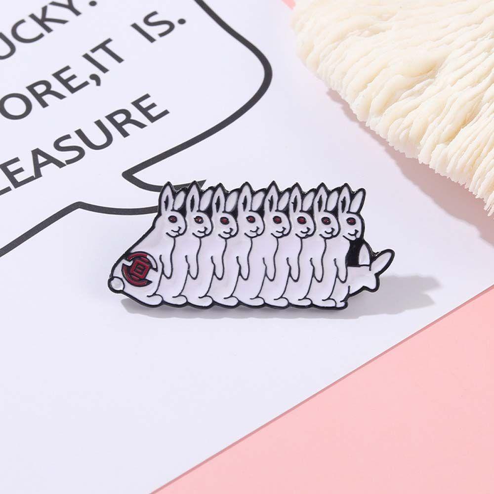 Mxbeauty Bros Kelinci Hadiah Lucu Untuk Aksesoris Perhiasan Anak-Anak Line Up Evil Rabbit White Rabbit Lapel Pin Enamel Pin