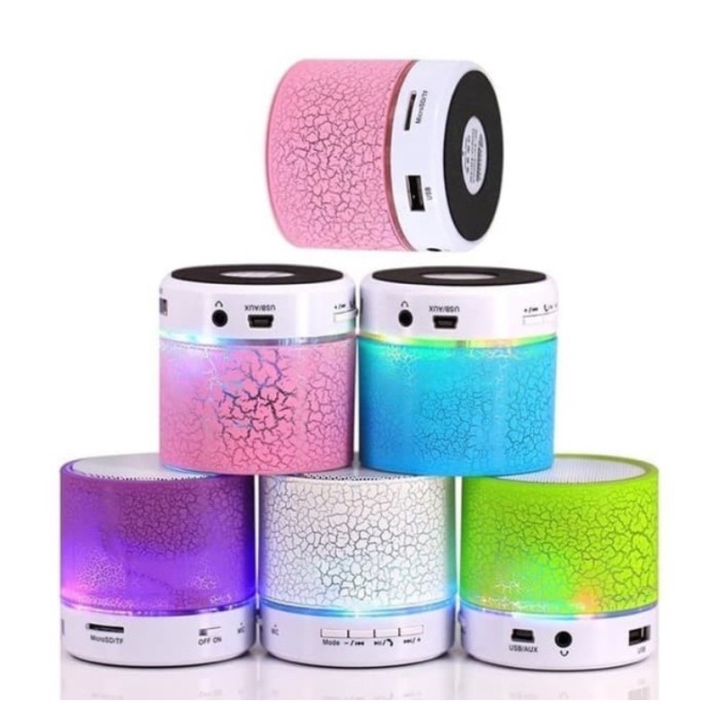 Speaker Bluetooth Retak LED BT Audio Bulat Kecil Lampu Music MP3 Receiver-2