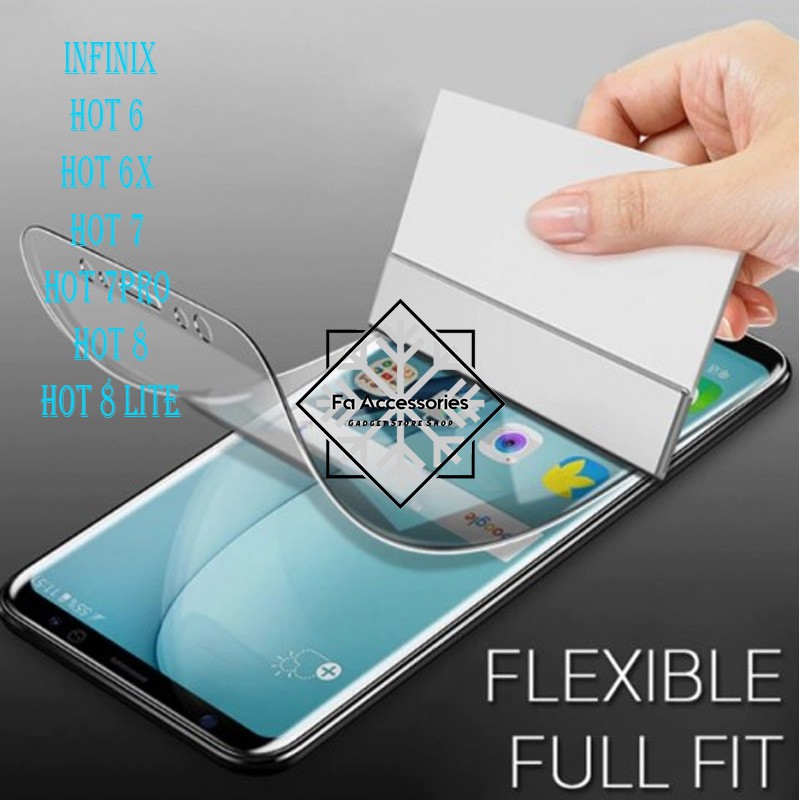 FA ANTI GORES JELLY HYDROGEL INFINIX HOT 6 6X 6PRO 7 7PRO 8 LITE PRO FULL SCREEN PROTECTOR GUARD SHOCK PRO