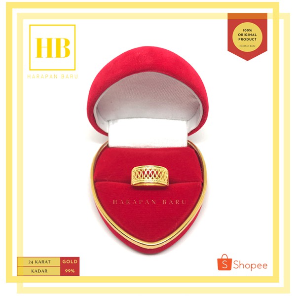 Cincin Emas 24 Karat 99% - String | Cincin Kawin, Model Krawang, Model Tali