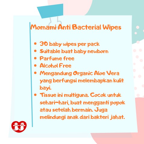 MOMAMI Anti Bacterial Wipes 30sheet