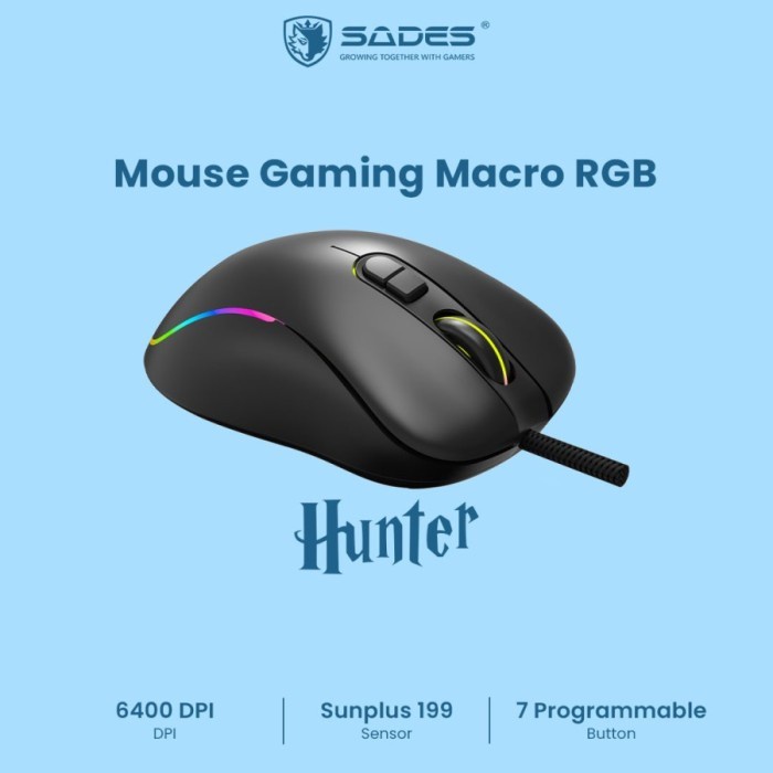 Mouse Sades Gaming Macro RGB Hunter S9