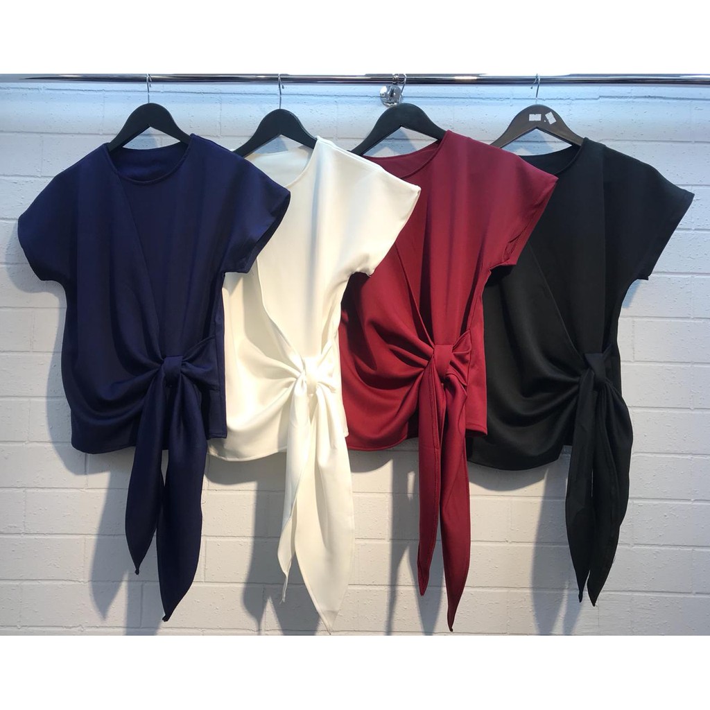 baju blouse wanita scuba merah maroon biru navy sg008-1