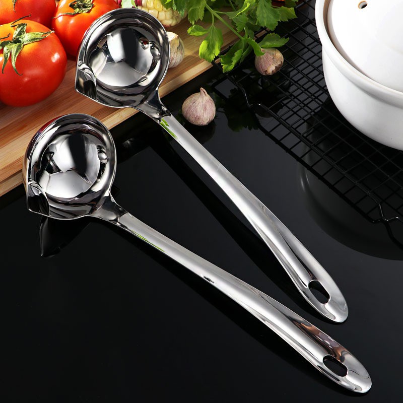 1pc Sendok Saringan Pemisah Minyak Bahan 304 Stainless Steel Untuk Perlengkapan Dapur