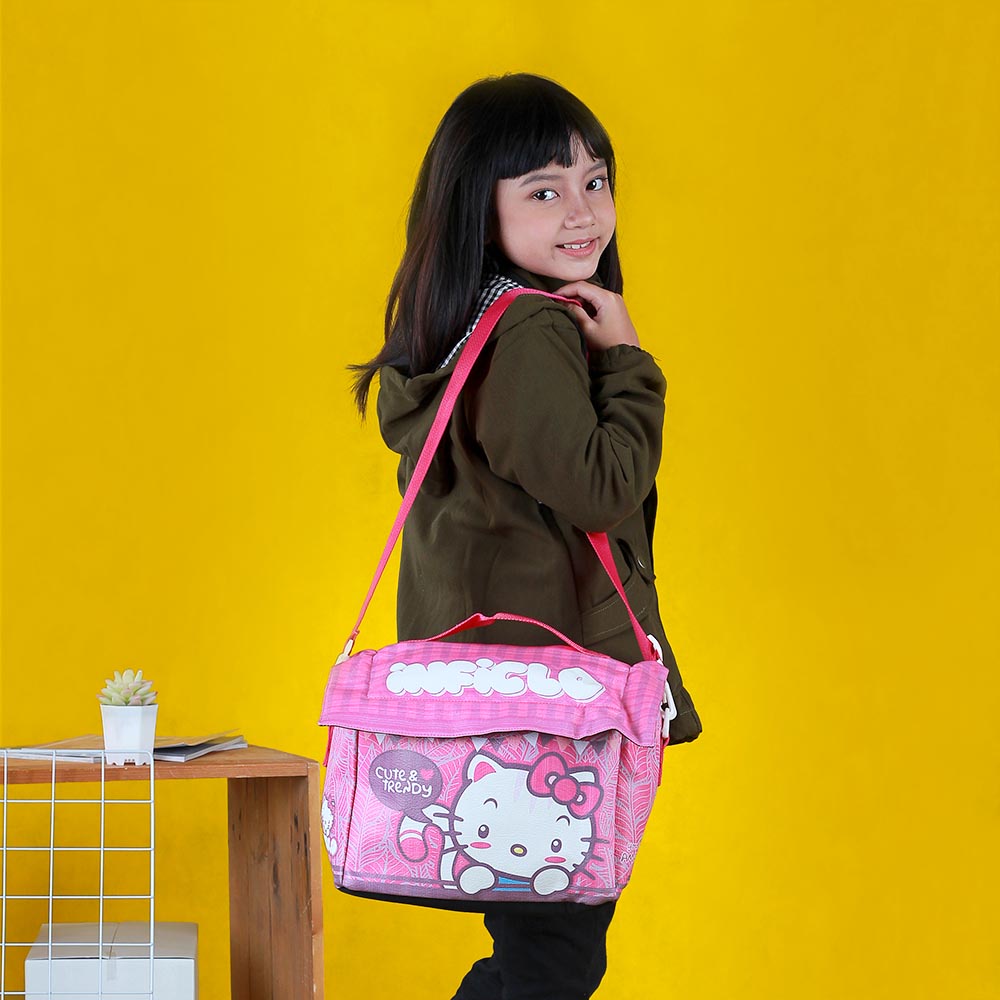 Tas Sekolah jingjing Anak Perempuan Bahan Sponaccord Warna Ungu