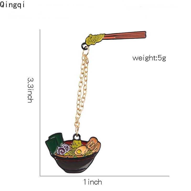 Bros Pin Enamel Desain Kartun Ramen Mie Jepang Lucu Dengan Rantai Untuk Kerah