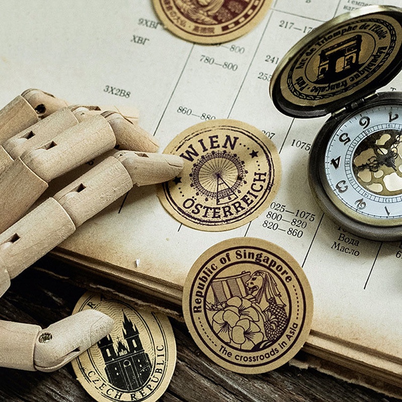 46pcs / Kotak Stiker Kertas Gaya Vintage Untuk Segel Kemasan Hadiah